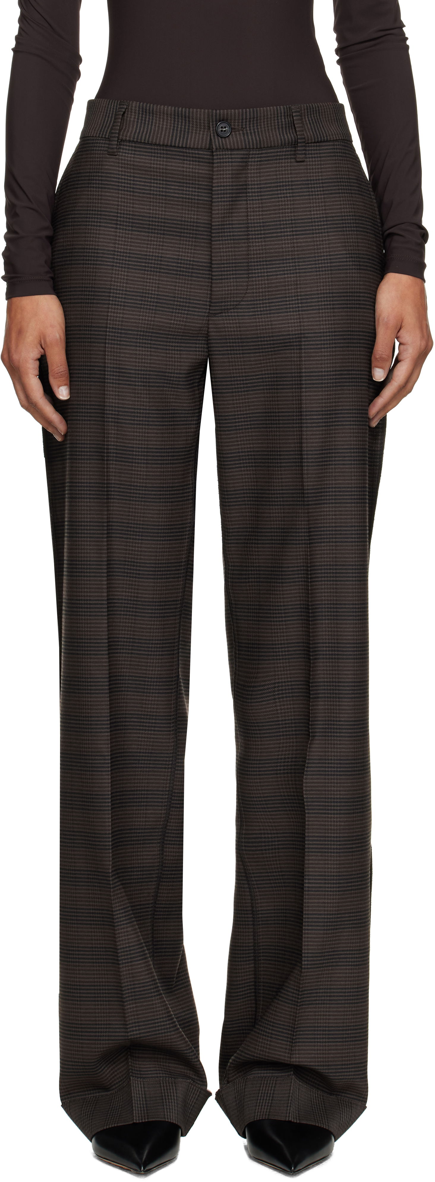 Панталони Maison Margiela MM6 Maison Margiela Checked Tailoring Trousers Кафяво | S52KA0536 M35475, 0