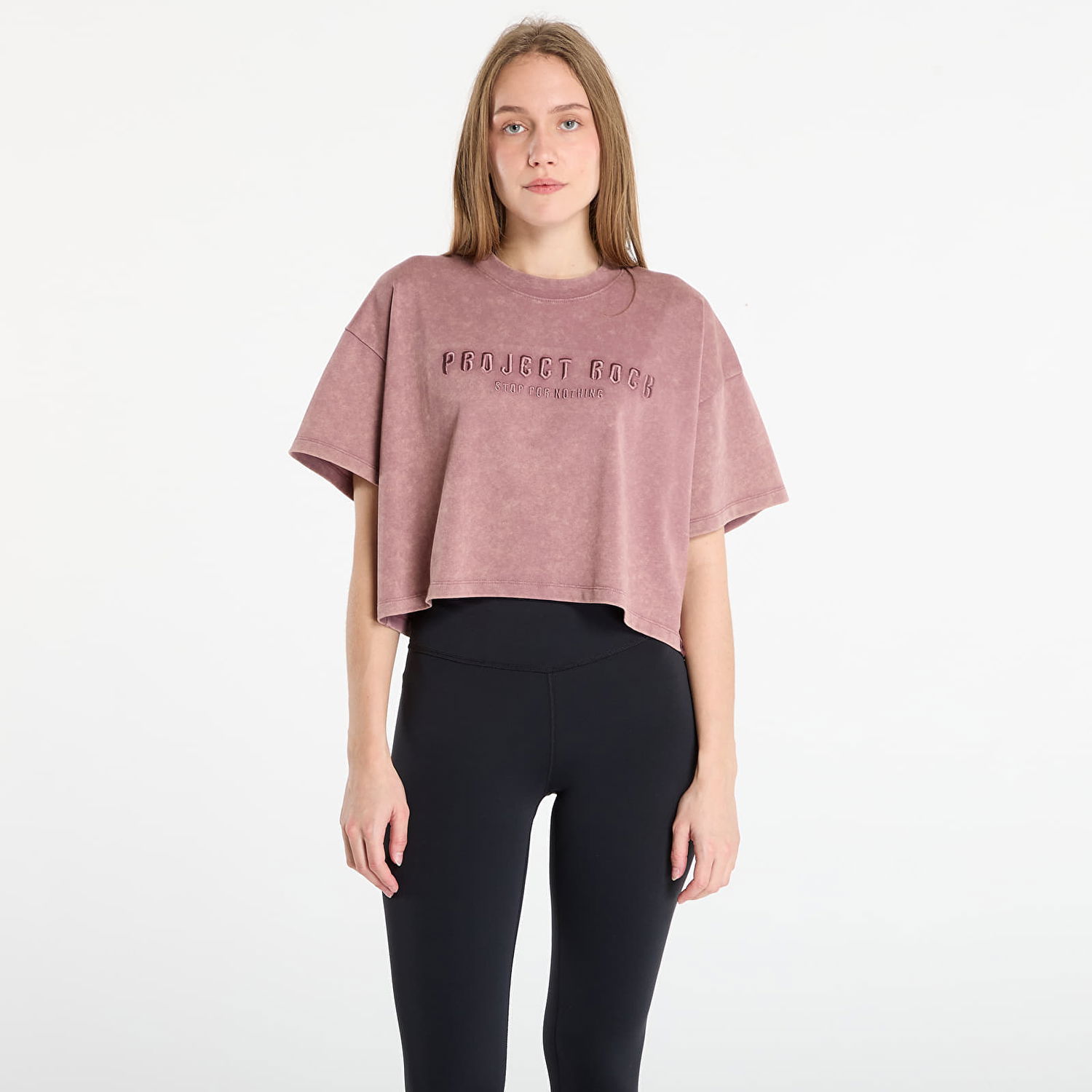 Съкратен топ Under Armour Project Rock Statement Graphic Short Sleeve Crop Top Лилаво | 6007507-651, 0