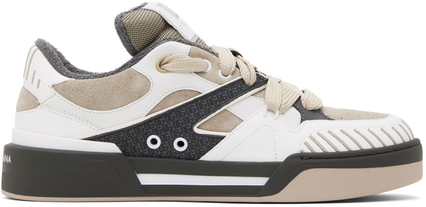 Кецове и обувки Dolce & Gabbana Beige & Gray Mixed-Material New Roma Sneakers Бежово | CS2211AO482, 0