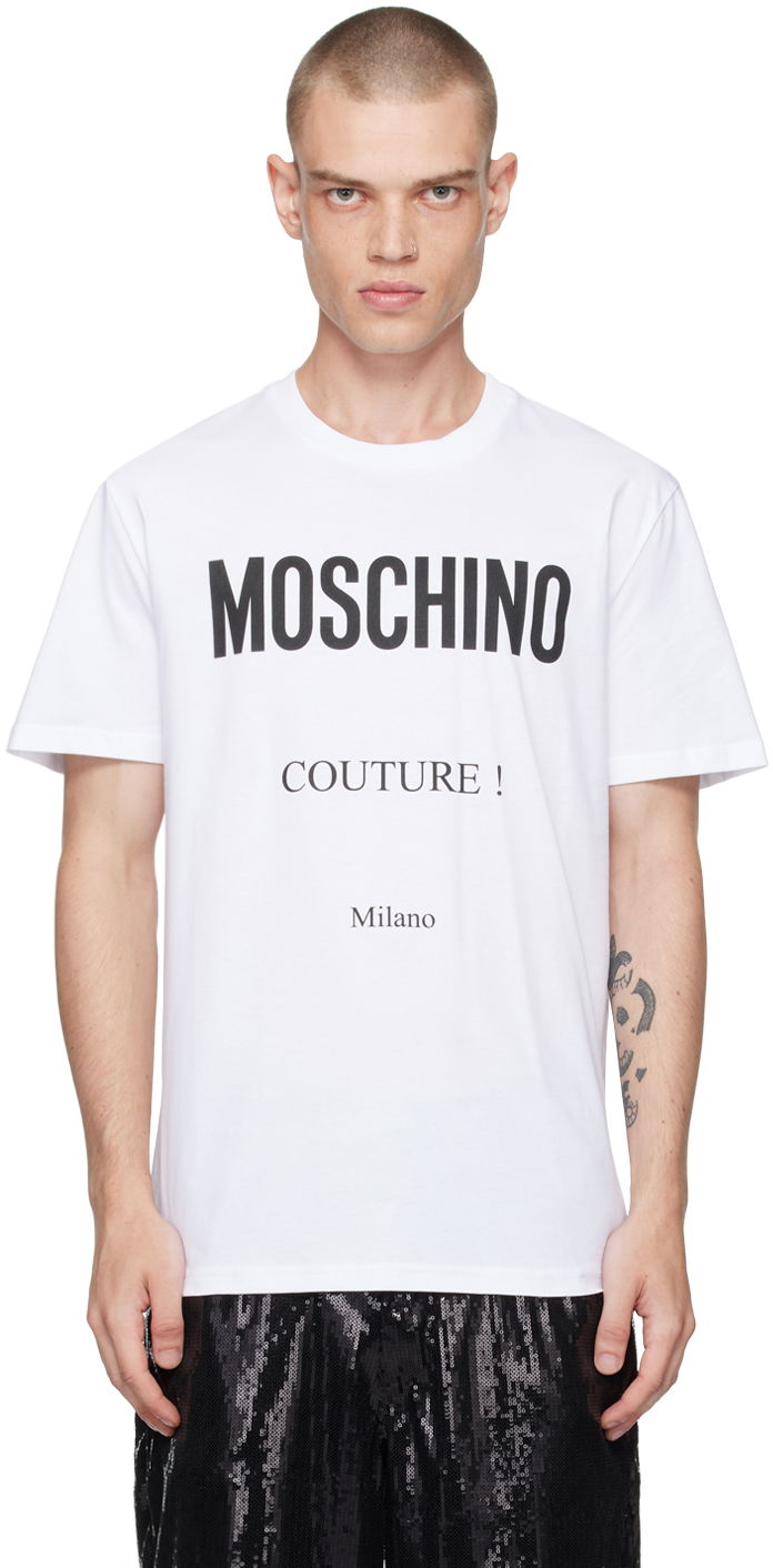 Тениска Moschino White Bonded Logo T-Shirt Бяло | 242ZZA071952411001, 0
