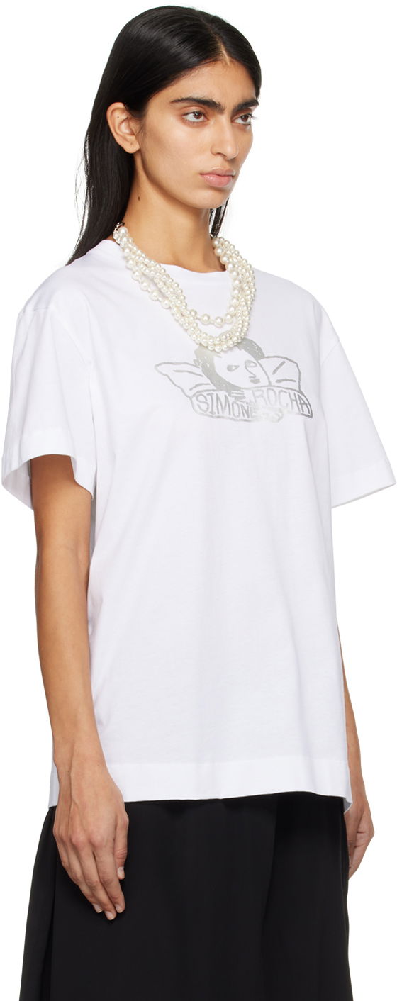 Тениска Simone Rocha Simone Rocha Angel Baby Print T-Shirt Бяло | 5195P16A18-W 0569, 1