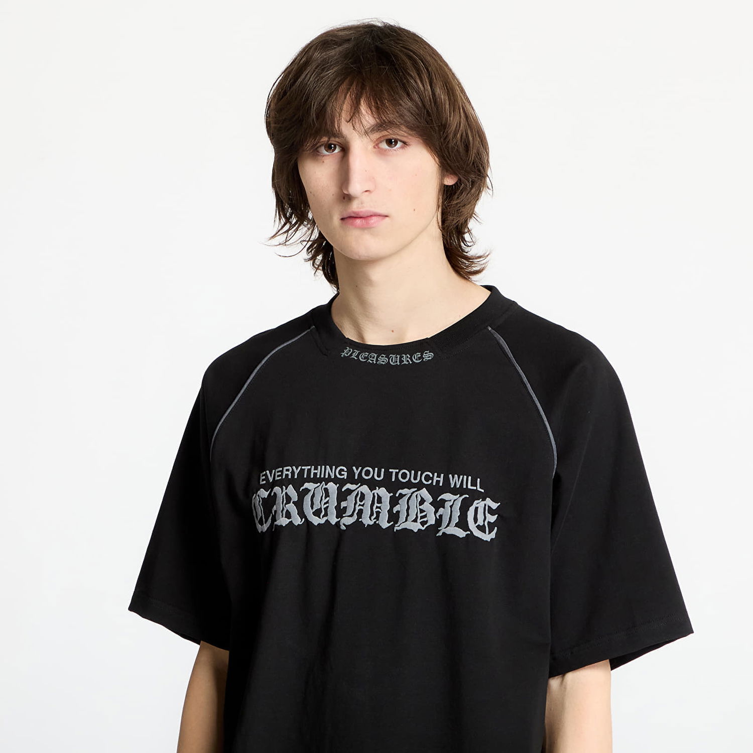 Тениска Pleasures PLEASURES Crumble Heavyweight Raglan T-Shirt Черно | P25SP026 BLACK, 1