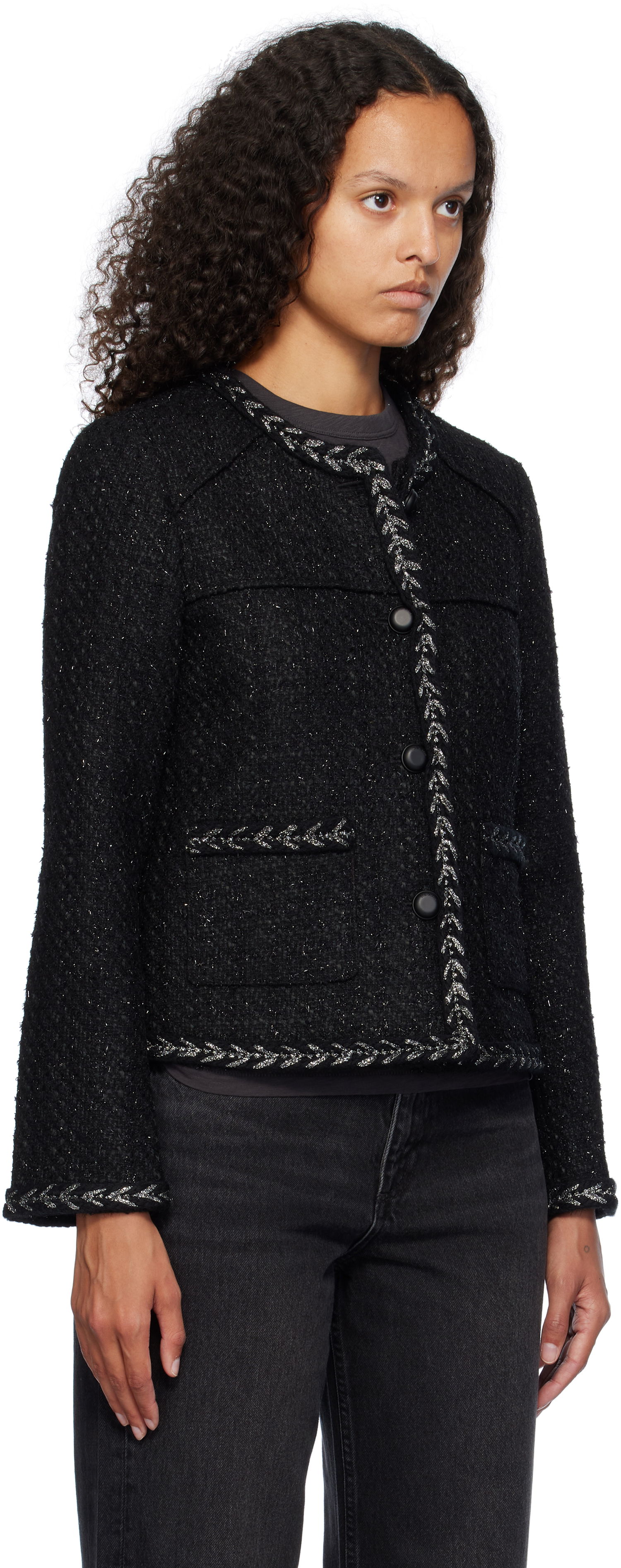 Яке rag & bone rag & bone Mirabelle Tweed Jacket Черно | WAW24F40157915, 1