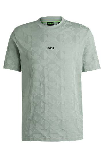 BOSS Relaxed Fit Cotton T-Shirt with Circle Jacquard