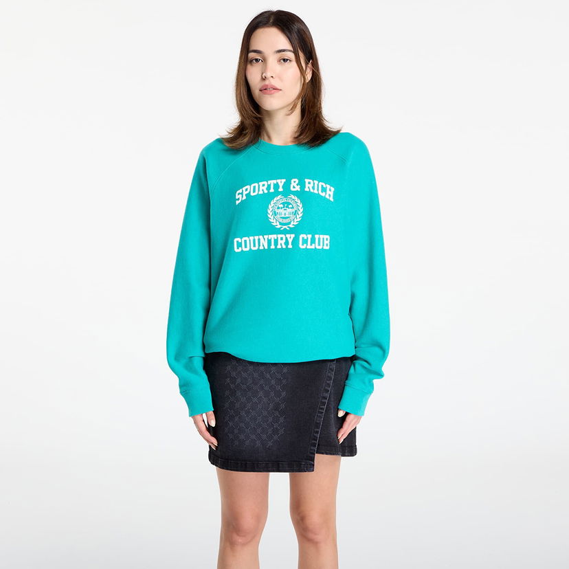 Суитчър Sporty & Rich Sporty & Rich Varsity Crest Soft Crewneck Sweatshirt Тюркоазено | ST082625218GR37