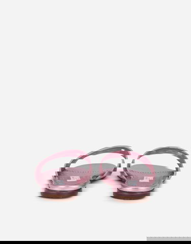 Кецове и обувки Dolce & Gabbana Flat Metallic Leather Monogram Slide Sandals Розово | D11032A54398M305, 2
