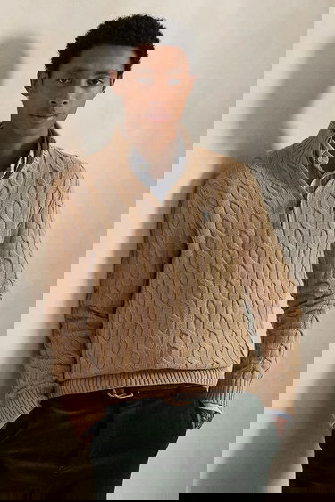 Пуловер Polo by Ralph Lauren Polo Ralph Lauren Cable-Knit Half-Zip Sweater Бежово | 710810841, 0