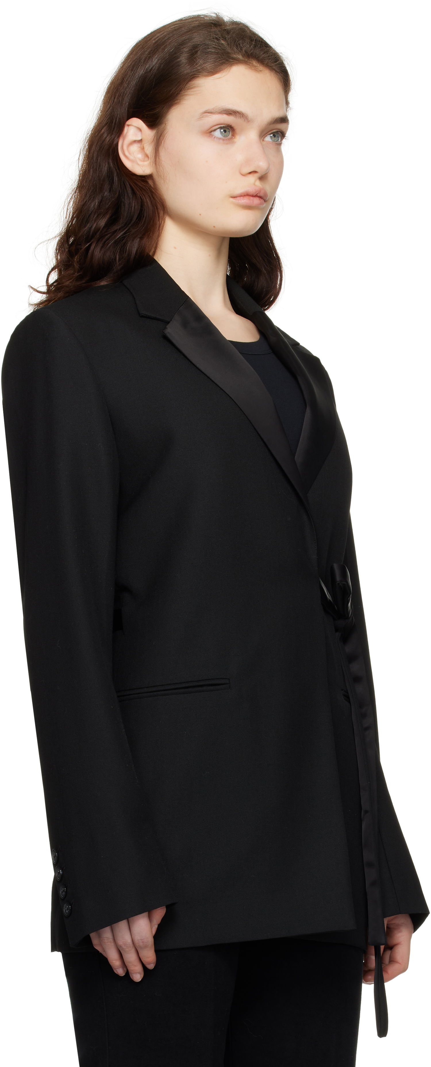 Яке TOTEME TOTEME Satin-Lapel Wrap Blazer Черно | 251-WRZ4728-FB0026, 1