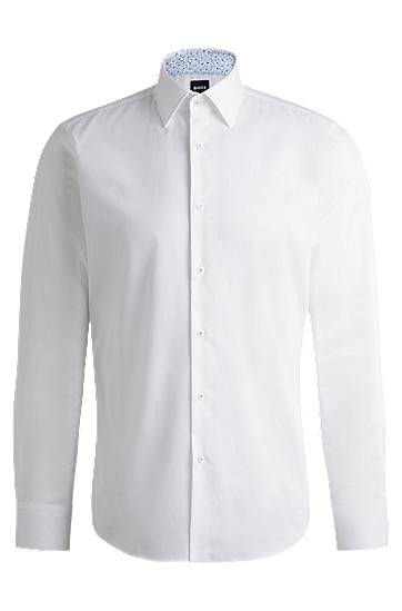 Риза BOSS Easy-Iron Cotton Poplin Regular-Fit Shirt Бяло | 50532877, 0