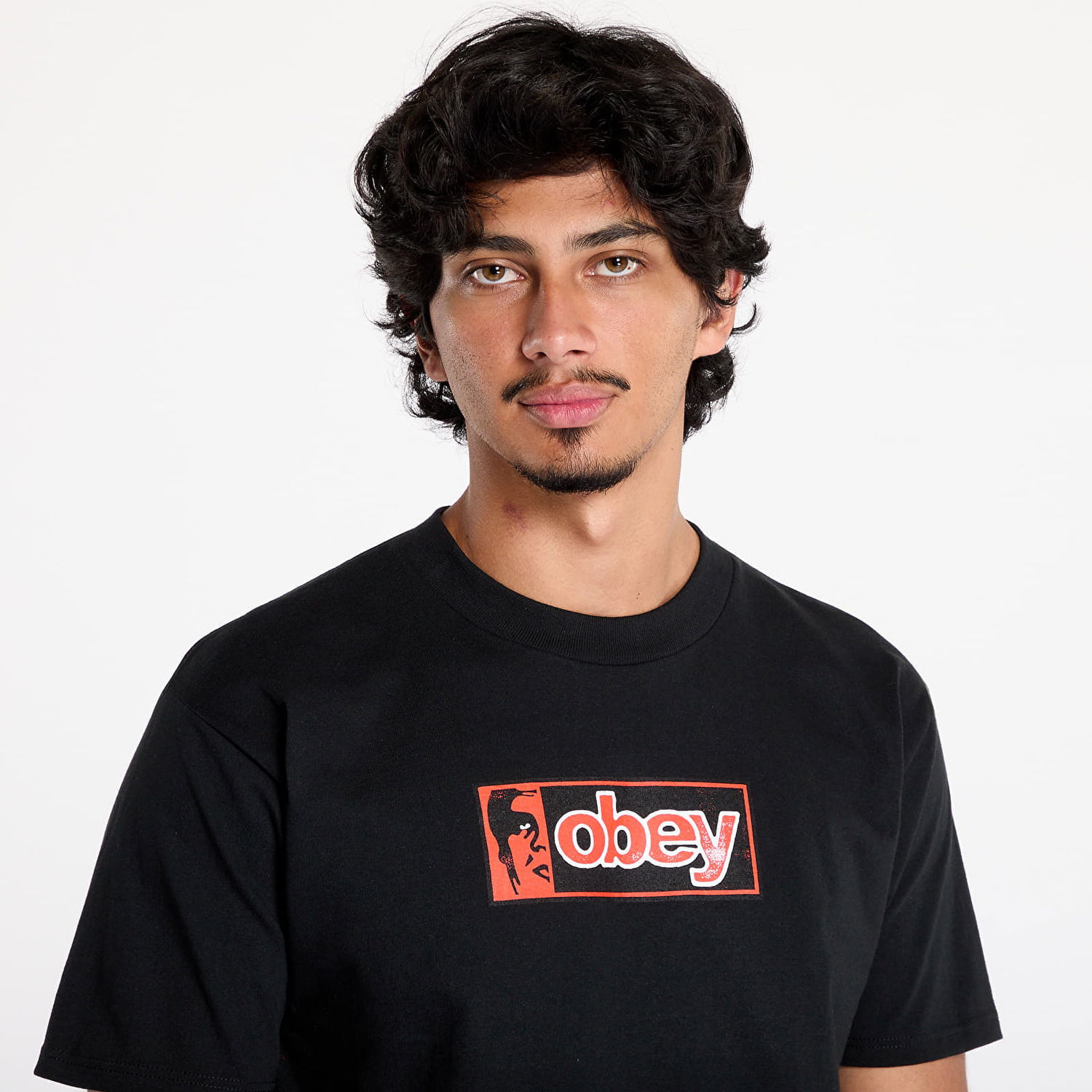 Тениска OBEY Half Icon T-Shirt Black Черно | 165263911-BLK, 1