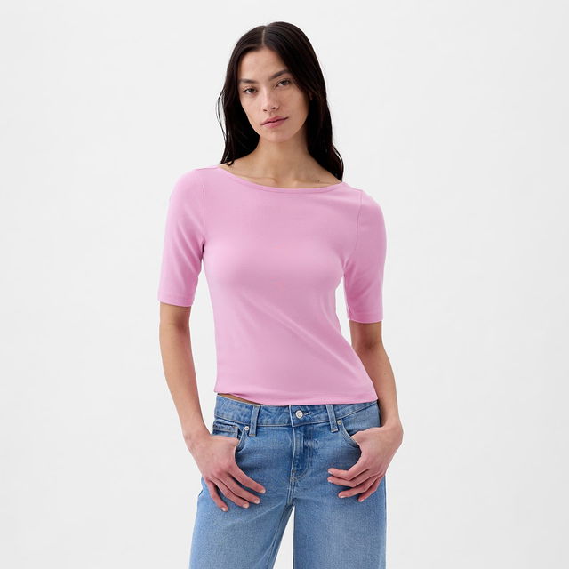 Top Elbow Sleeve Modal Ballet Back Top Sugar Pink