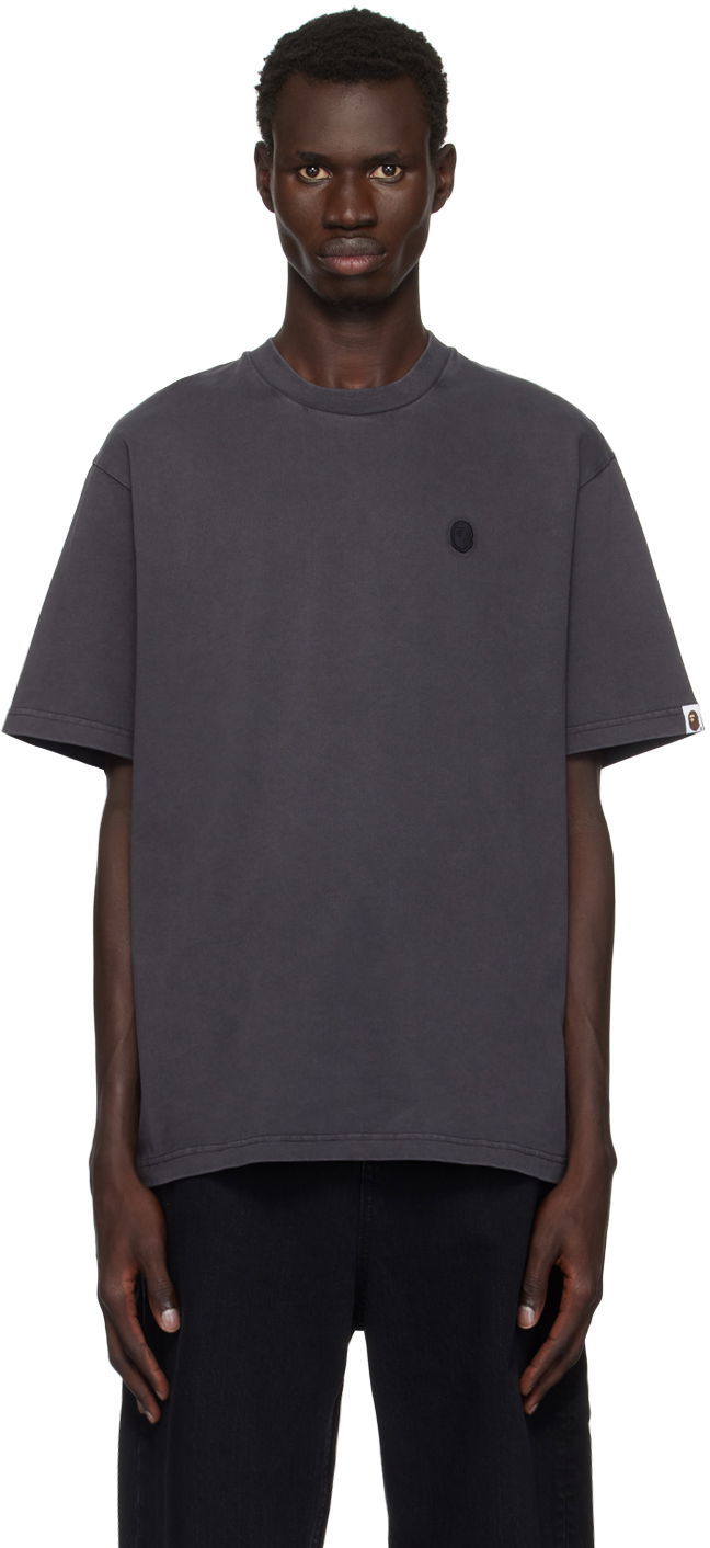 Тениска BAPE Ape Head One Point Garment Dyed T-Shirt Черно | 0ZXTEM109305M, 0
