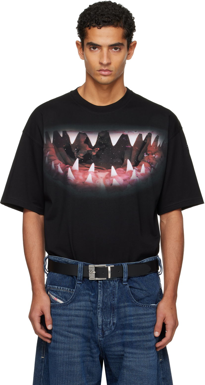 Тениска Diesel Shark Jaw Print T-Shirt Черно | A19617-0PLAT-9XX