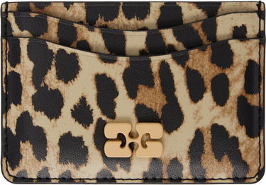 Портфейл GANNI GANNI Bou Leopard Print Card Holder Бежово | A6541, 0