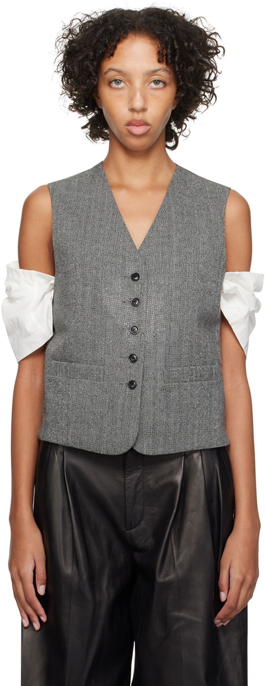 Жилетка Alexander Wang V-Neck Tailored Vest Сиво | 1WC4232502