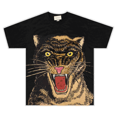 Тениска Gucci Embroidered Tiger Oversized T-Shirt Черно | 539081 XJA8V 1082, 0