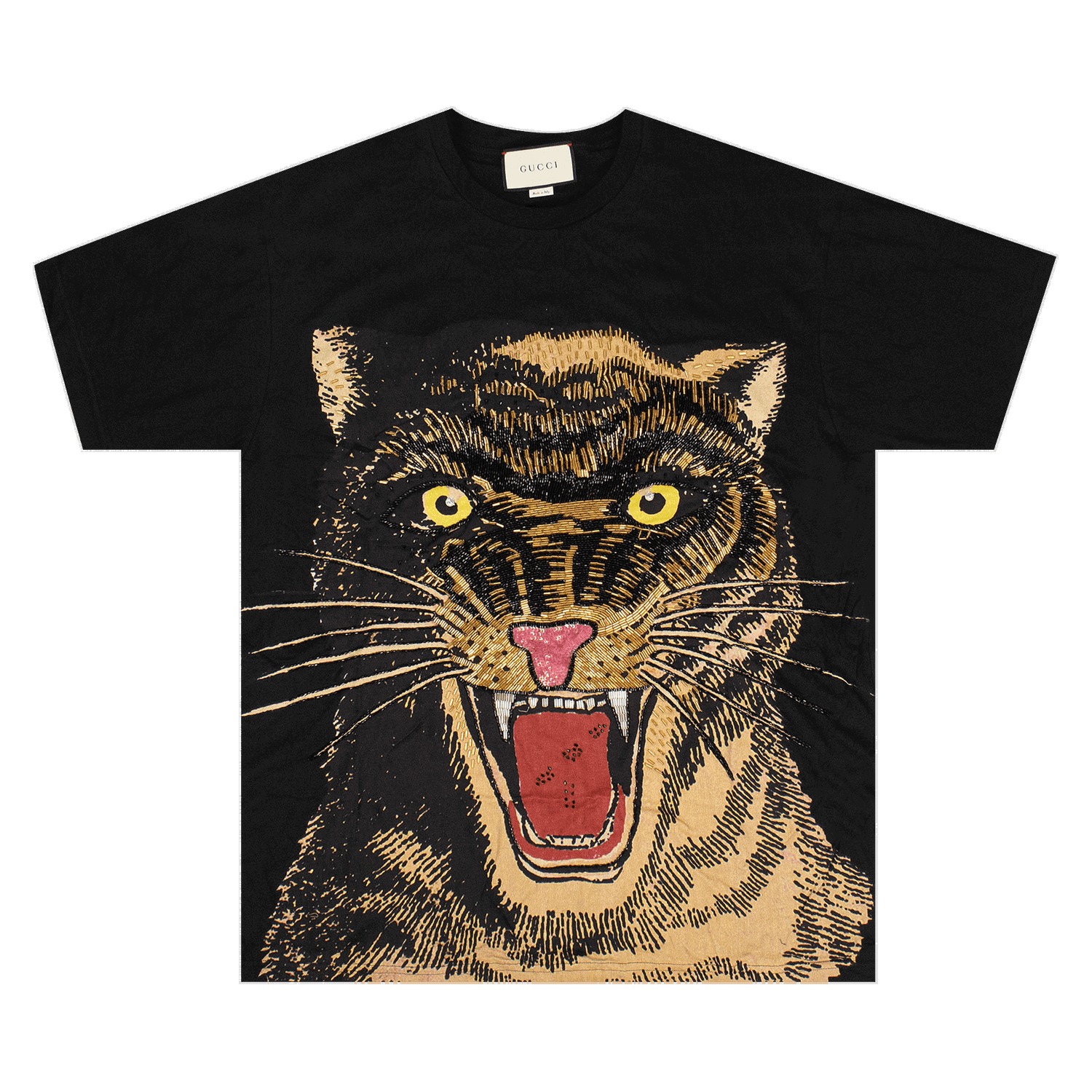 Тениска Gucci Embroidered Tiger Oversized T-Shirt Черно | 539081 XJA8V 1082, 0