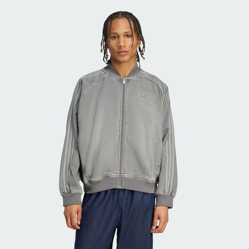 Яке бомбър adidas Performance Adicolor Loose SST Denim Track Jacket Сиво | JW5915