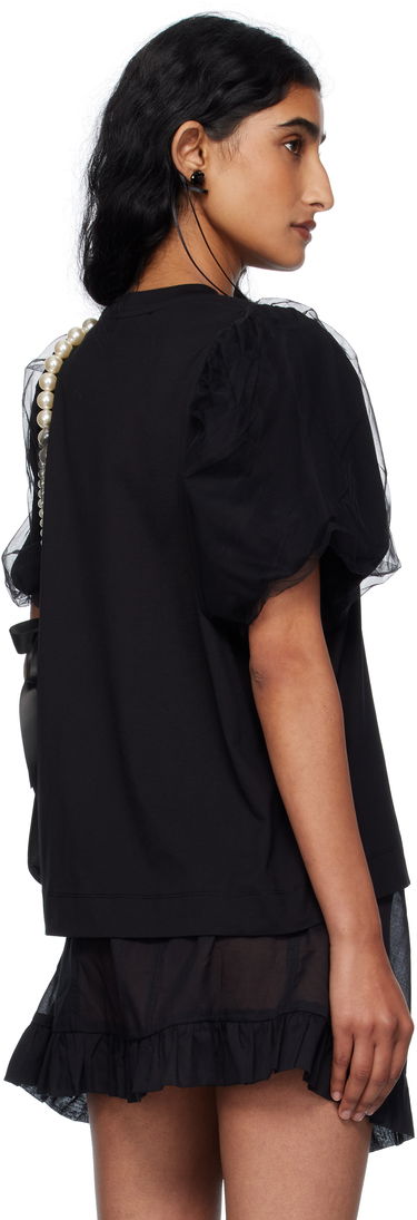Тениска Simone Rocha Simone Rocha Tulle Overlay Puff Sleeve T-Shirt Черно | 5397 0553, 2