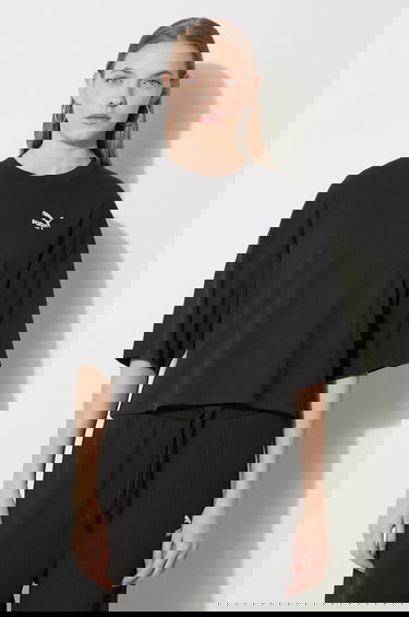 Съкратен топ Puma Cotton Relaxed Fit Cropped T-Shirt Черно | 624226, 0