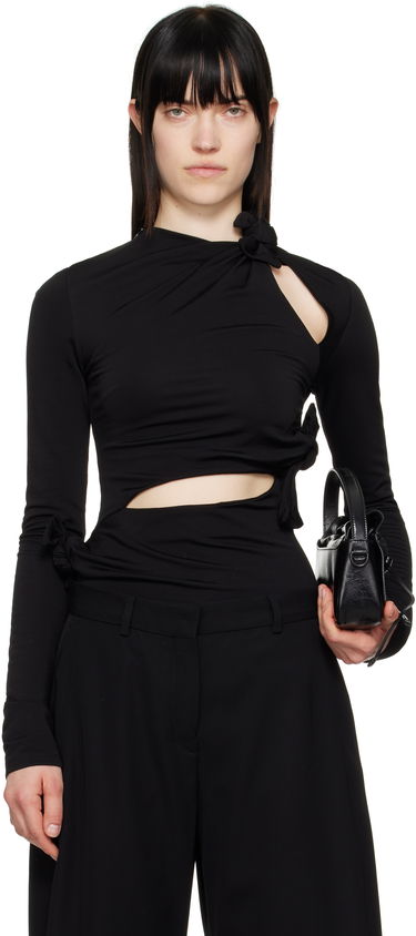 Тениска Acne Studios Acne Studios Knotted Cutout Long Sleeve Top Черно | AL0453-, 0