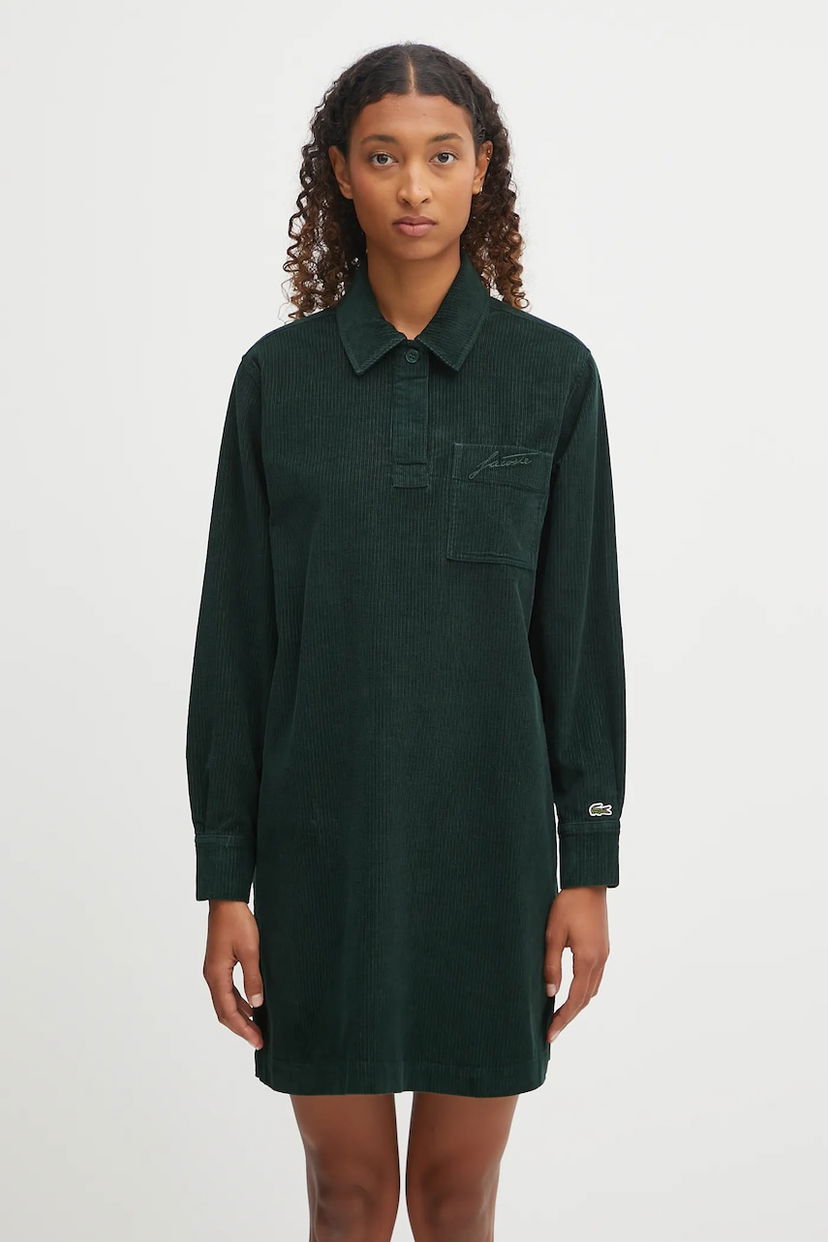 Pокля Lacoste Lacoste Corduroy Mini Oversize Dress Зелено | EF5335