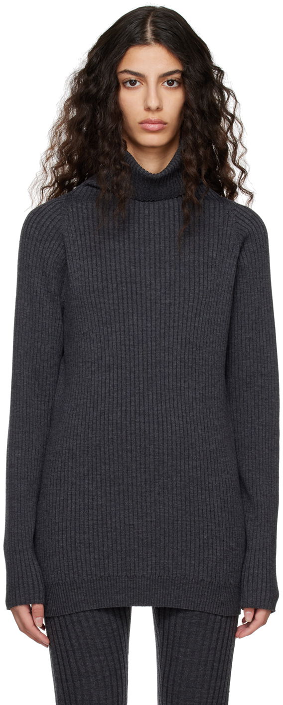 Пуловер TOTEME TOTEME Pinched Seam Turtleneck Sweater Сиво | 231-5133-321, 0