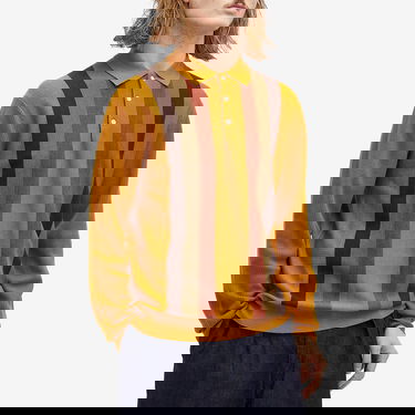 Пуловер BEAMS Beams Plus Long Sleeve Stripe Knit Polo Жълто | 3812-0027-156-58, 2