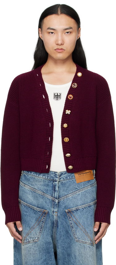Пуловер VETEMENTS VETEMENTS Fancy Button Cropped Cardigan Бургунди | WH76KN220X, 0