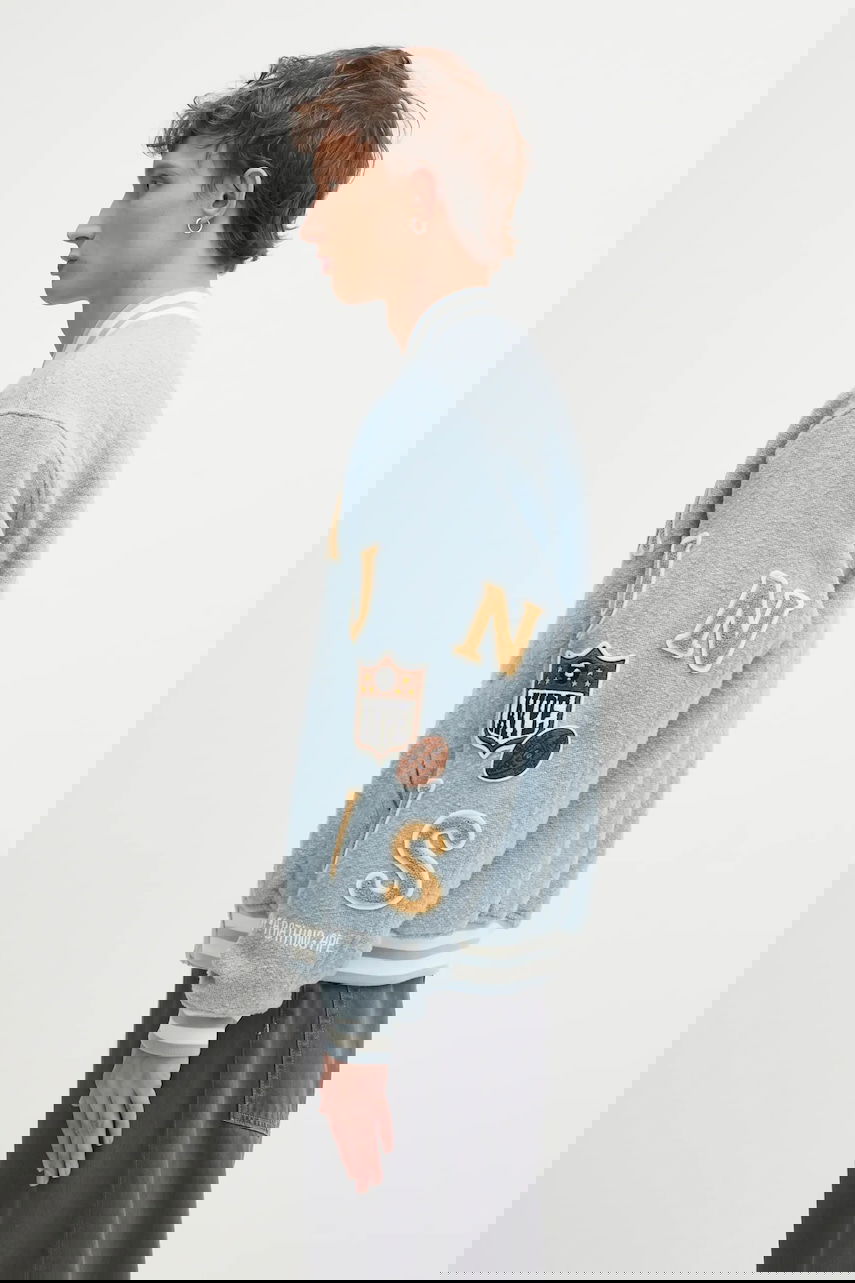 Яке бомбър AAPE by A Bathing Ape Main Universe Oversize Textured Varsity Patched Bomber Jacket Синьо | AAPJKM7742XAP, 1