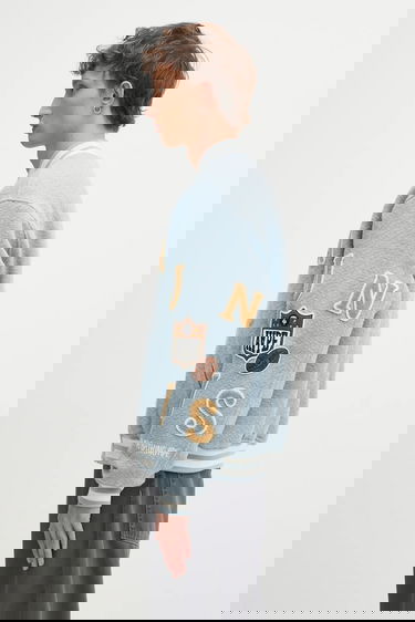 Яке бомбър AAPE by A Bathing Ape Main Universe Oversize Textured Varsity Patched Bomber Jacket Синьо | AAPJKM7742XAP, 1