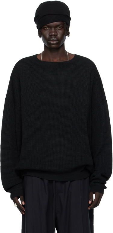 Пуловер Fear of God Fear of God ESSENTIALS Waffle Knit Long Sleeve Crewneck Sweatshirt Черно | 192SP256160F, 0