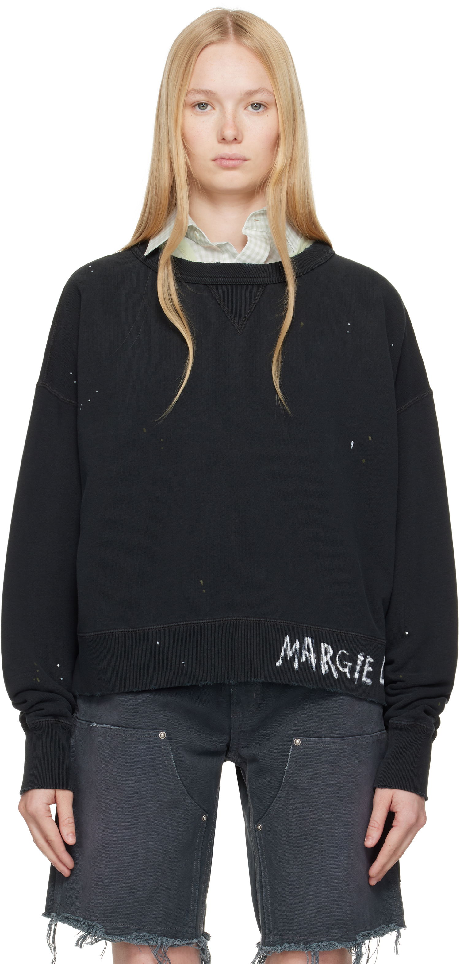 Пуловер Maison Margiela Maison Margiela Graffiti Logo Sweatshirt Черно | S50GU0237 M25019, 0