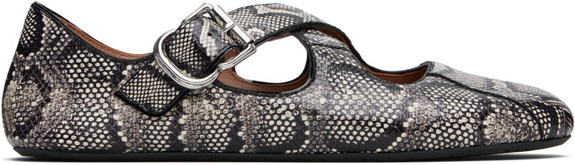 Кецове и обувки Alaïa ALAÏA Criss Cross Snake Ballerina Flats Черно | AA3A046I054
