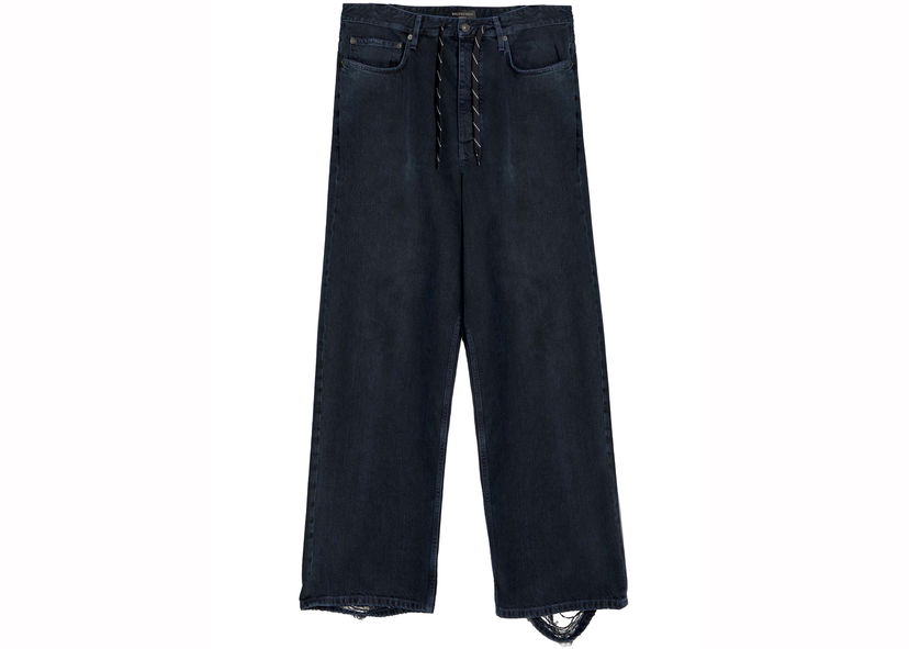 Дънки Balenciaga Baggy Drawsting Jeans Blue Denim Черно | 786643TQW592470