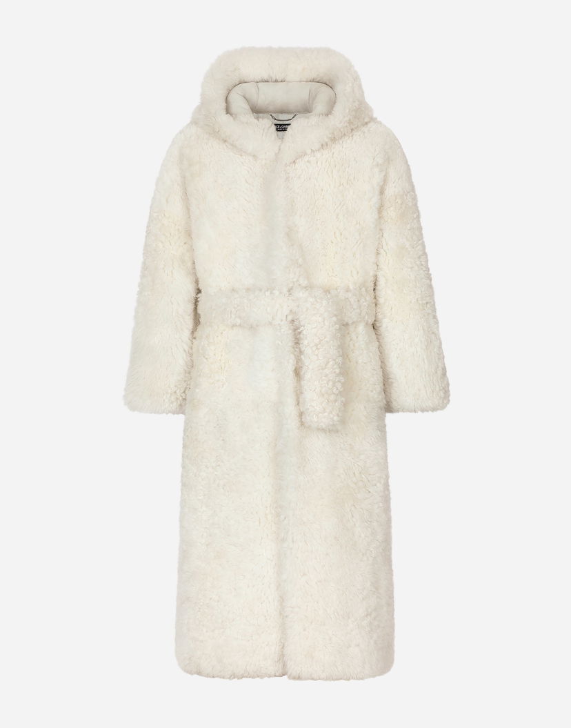 Палта Dolce & Gabbana Dolce & Gabbana Shearling Hooded Coat Бяло | G041ILFUP7ZW0001