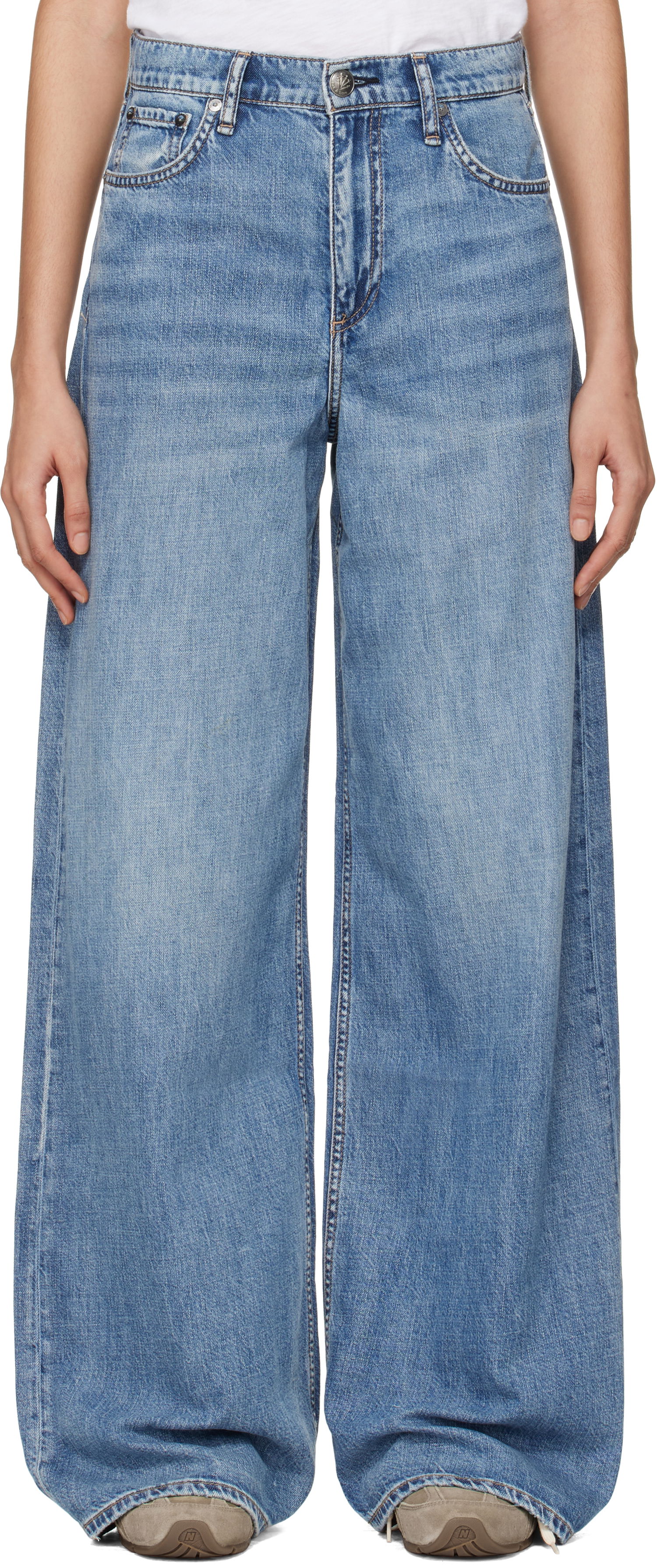 Дънки rag & bone Rag & Bone 'The Sofie' High-Rise Ultra Wide Leg Jeans Синьо | WDD24F29521FBE, 0