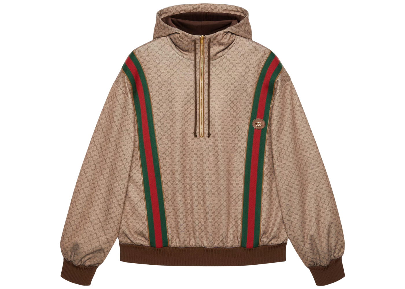 Суитчър Gucci Mini GG Jersey 1/2 Zip Hooded Sweatshirt Бежово | 655153 XJDFB 2100, 0