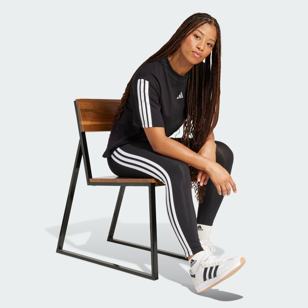 Клинове adidas Performance 3-Stripes Cotton Leggings Черно | JE0072, 1