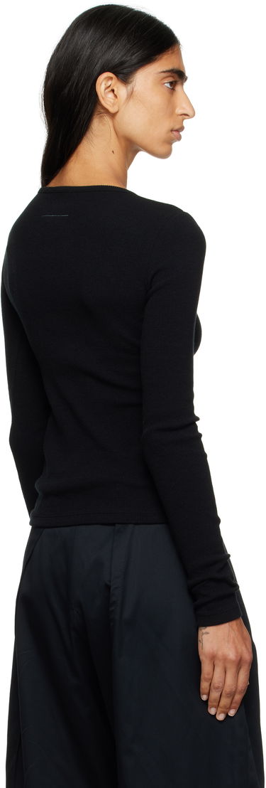 Тениска Maison Margiela MM6 Maison Margiela Wool Blend Rib Jersey Long Sleeve T-Shirt Черно | S52NH0029 M20122, 2