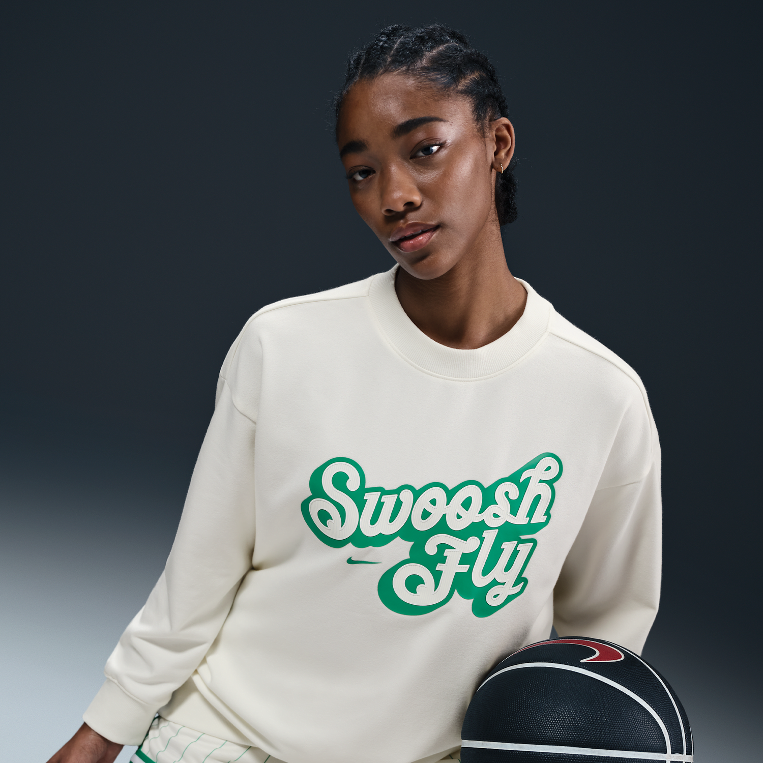 Пуловер Nike Nike Swoosh Fly Dri-FIT Loose Fit Basketball French Terry Sweatshirt Бяло | FZ5514-133, 0