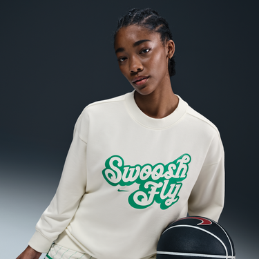 Пуловер Nike Nike Swoosh Fly Dri-FIT Loose Fit Basketball French Terry Sweatshirt Бяло | FZ5514-133, 0