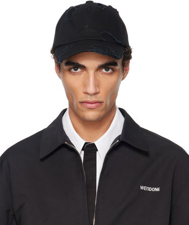 Шапка We11done We11done Destroyed Embroidered Baseball Cap Черно | WD-AH1-25-415-U-BK, 0