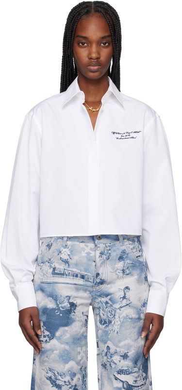 Риза Off-White Off-White Poplin Boxy Cropped Shirt Бяло | OWGE02AS25FAB0010110, 0