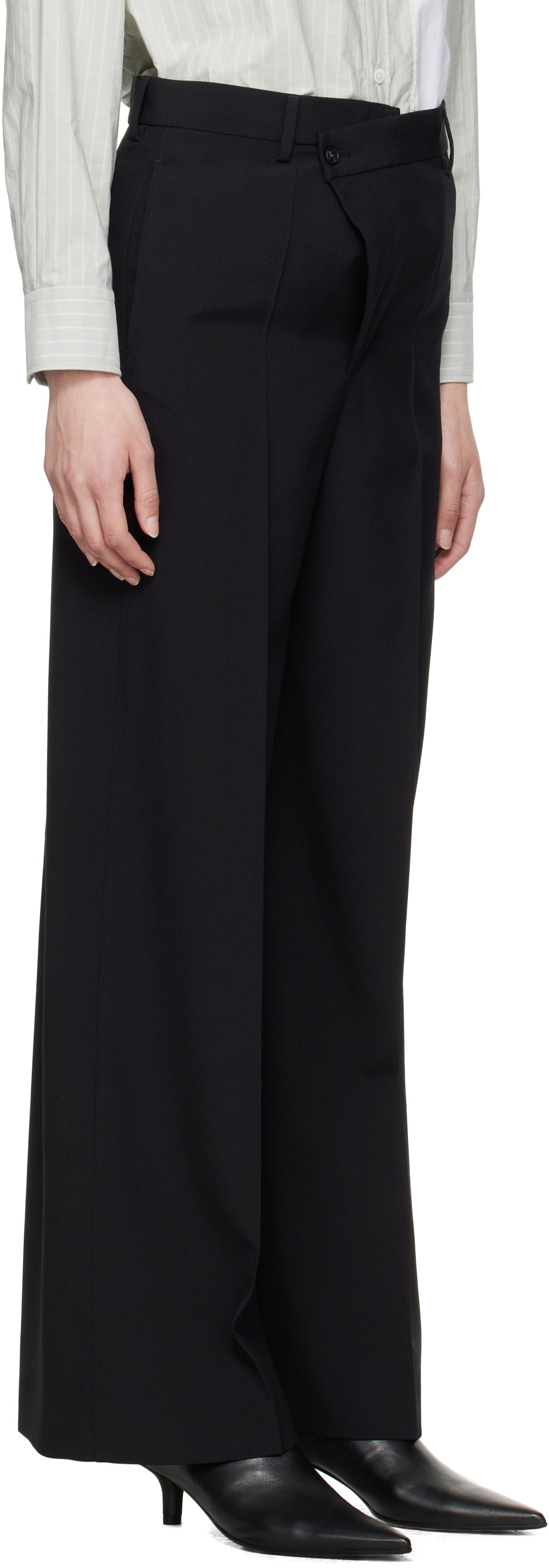 Панталони Maison Margiela MM6 Maison Margiela Light Wool Blend Wide Leg Trousers Черно | S62KB0222 M35436, 1