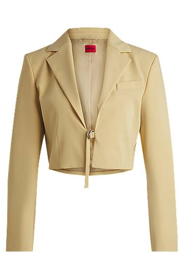 Яке BOSS Cropped Blazer with Tie Closure Жълто | 50537589, 0