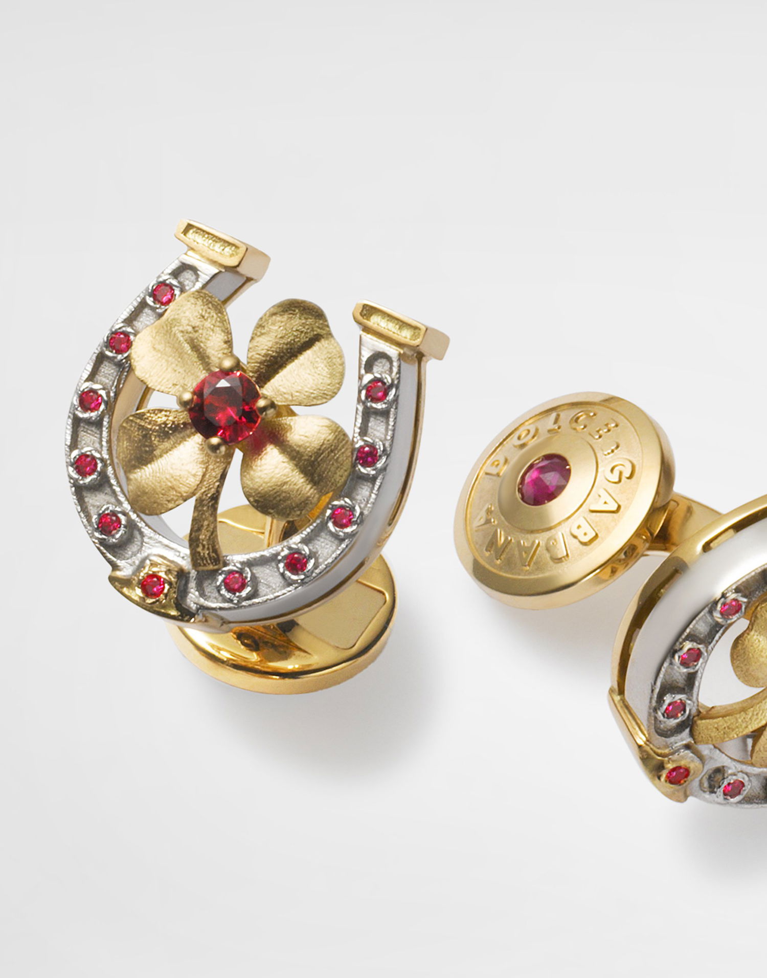Бижута Dolce & Gabbana Dolce & Gabbana Good Luck Horseshoe Cufflinks with Rubies and 18K Gold Многоцветен | WFKG1GWRUB1ZOO00, 1