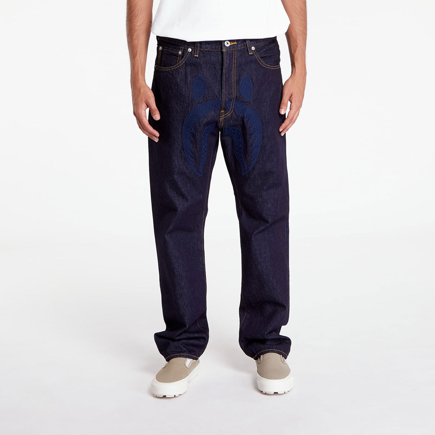 Дънки BAPE A BATHING APE Shark 13 Oz Denim Pants Indigo Тъмно синьо | 001DPK801004M ING, 0