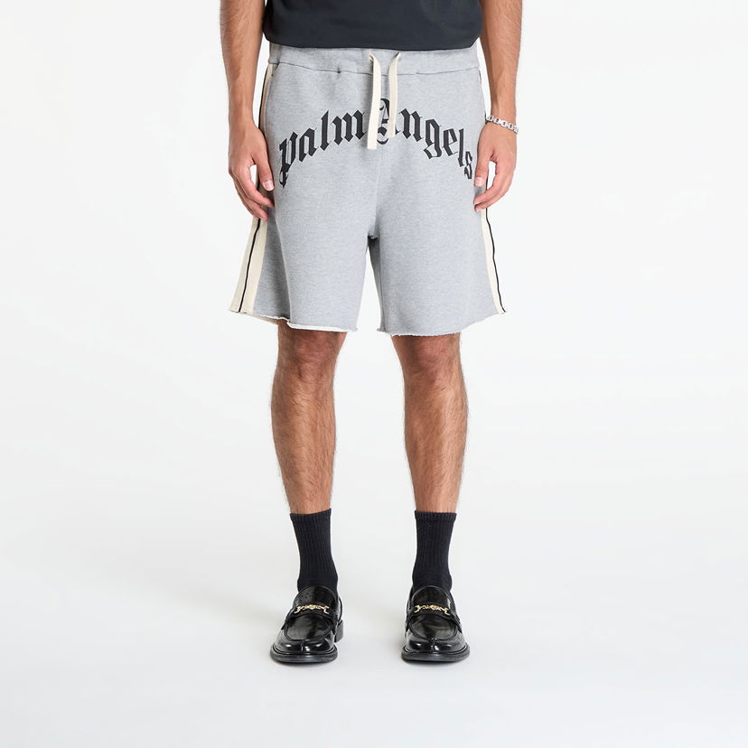 Къси панталони Palm Angels Palm Angels Curved Logo Track Sweatshorts Сиво | PMCI026F25FLE0010810