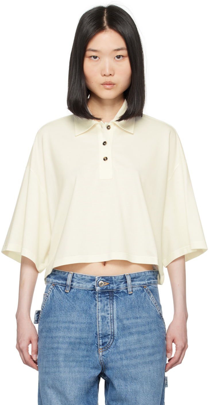 Поло тениска Bottega Veneta Cropped Polo Бяло | 796164 V4DG0